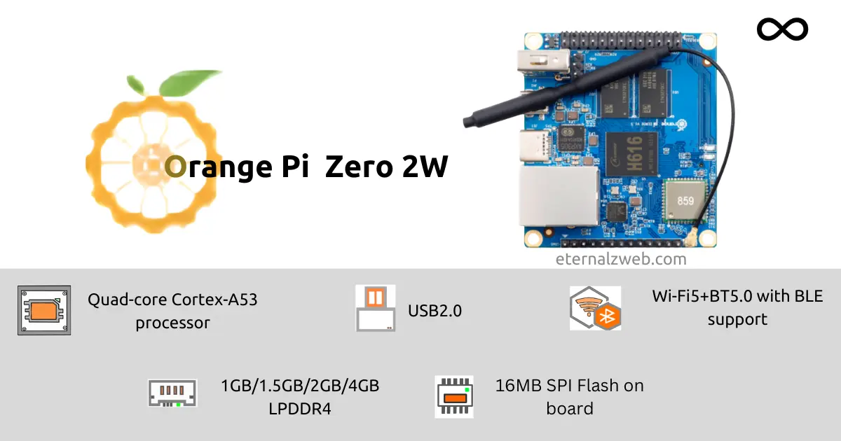 ORANGE PI ZERO 2W 2GB RAM MINI PC COMO RASPBERRY + WIFI BLE